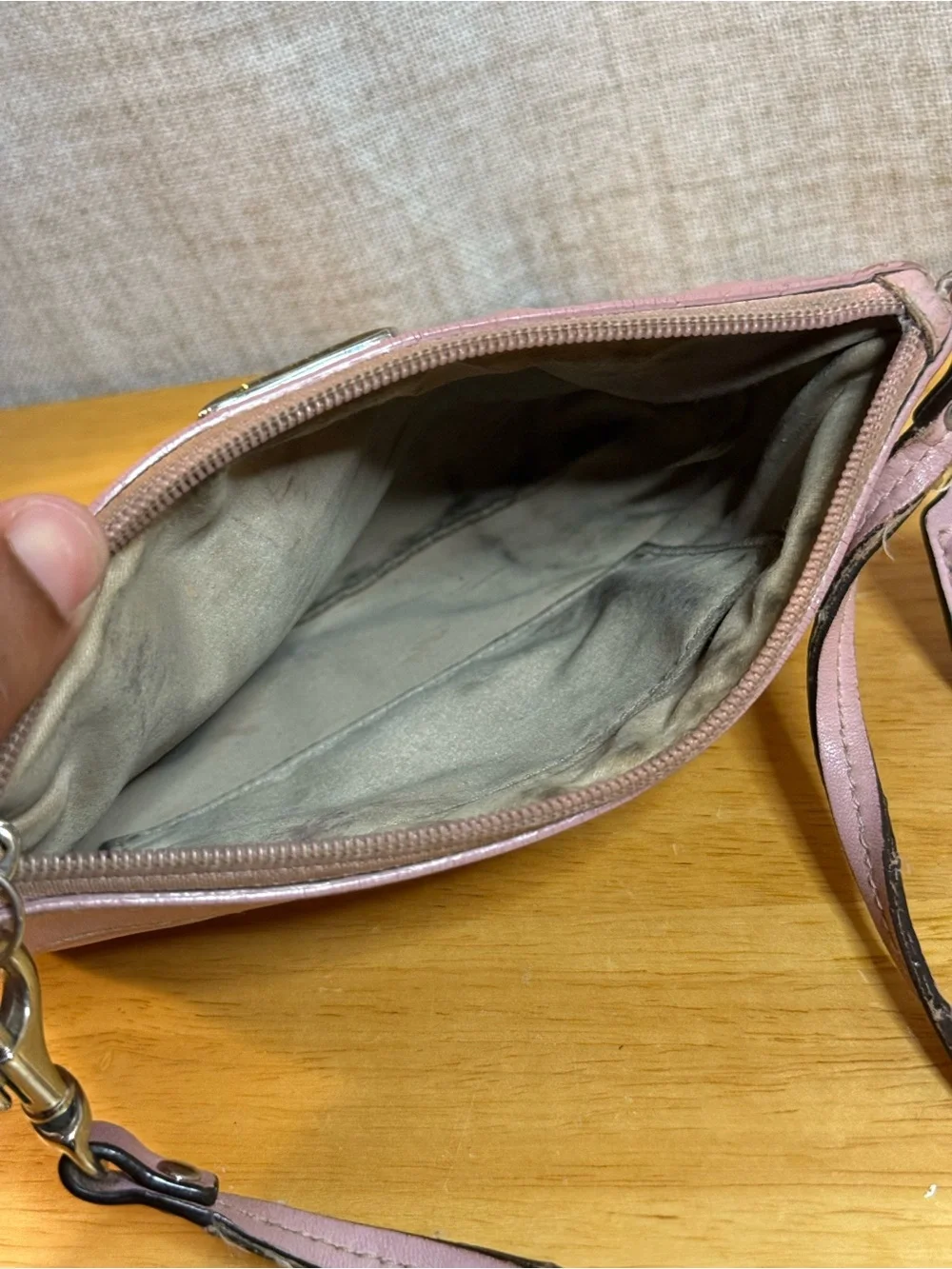 Coach Dusty Rose Leather Wristlet Clutch